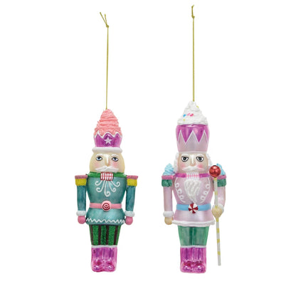 Glass Nutcracker Ornament w/ Glitter, 2 Styles