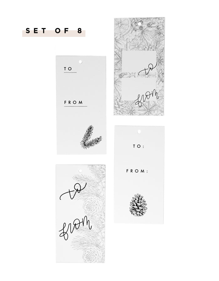 Holiday Gift Tags - Black and White - Chalkfulloflove