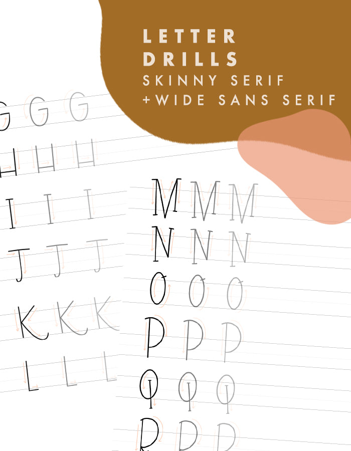 Letter Drills for iPad - Wide Sans Serif + Skinny Serif - Chalkfulloflove