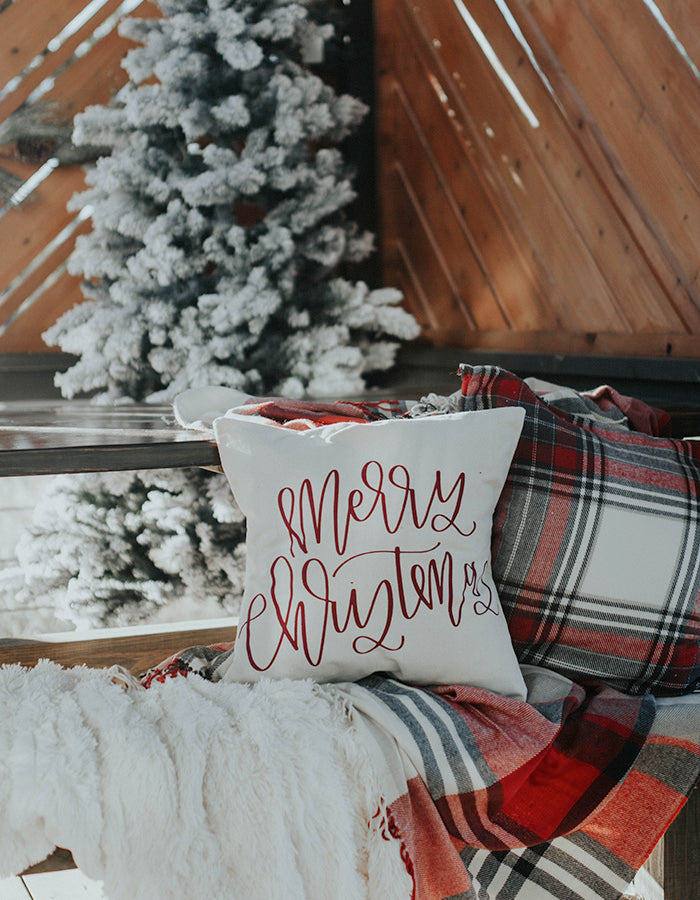 Merry Christmas Pillow Cover - Chalkfulloflove