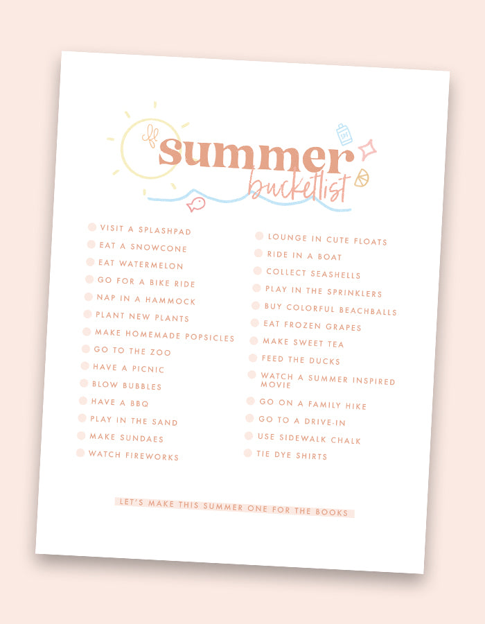 2021 Summer Bucketlist - Free Download!