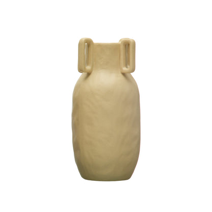 Stoneware Vase with 4 Handles, Beige Finish