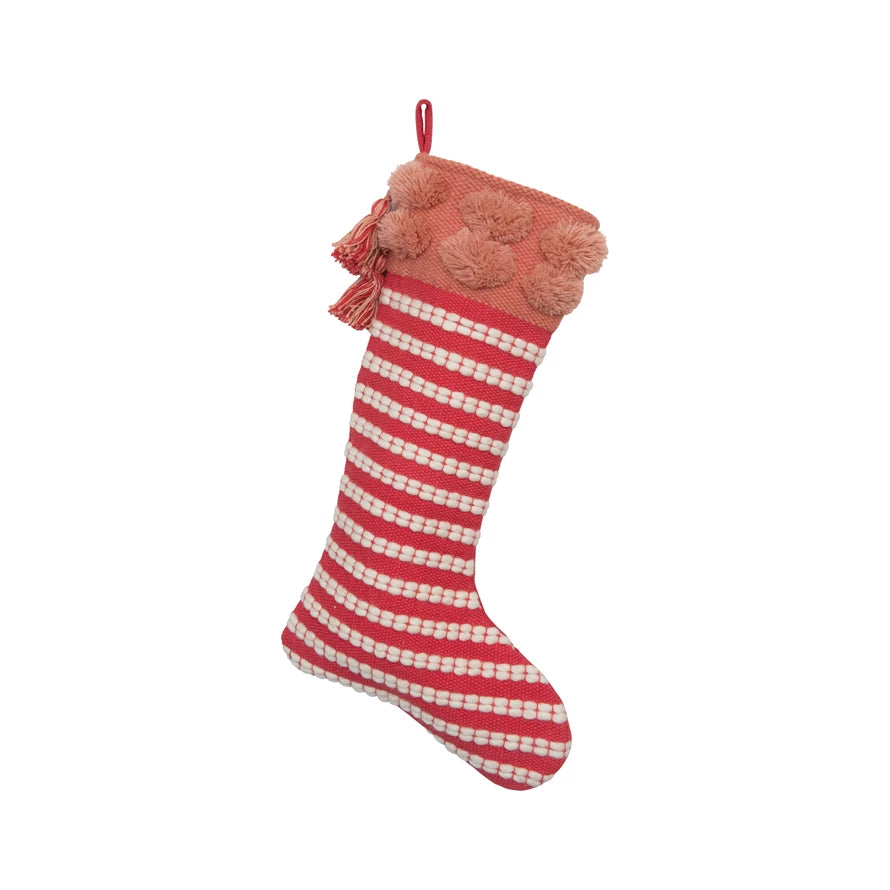 Red Striped Woven Stocking